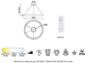 Lustra LED cu telecomanda design circular NISEKO II White 90cm