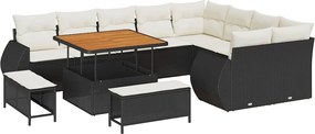 vidaXL Set de canapele pentru grădină 12 pcs Negru poliratan