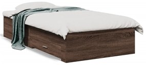 3280432 vidaXL Cadru de pat cu sertare, stejar maro, 90x200 cm lemn prelucrat