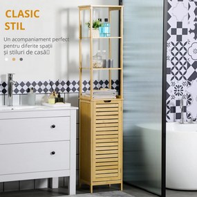 Kleankin Turn Mobilier Baie, Spațiu Depozitare Vertical, Lemn, 34x30x173cm, Design Compact | Aosom Romania