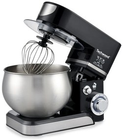 Resigilat: Mixer planetar Techwood TRO-1066, 1000W, 5 litri, 6 viteze, Pulse, Protectie la suprasarcina, Negru/Inox