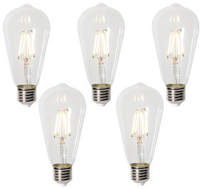 Set 5 becuri E27 dimbare LED lamp ST64 clear 5W 450 lm 2700K