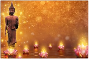 Tablou - Buddha în sclipici auriu (90x60 cm)
