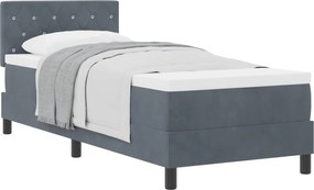 vidaXL Pat cu arcuri cu saltea Gri închis 80 x 200 cm Catifea