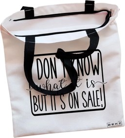 Sacosa de Panza pentru Cumparaturi, Geanta Tote, model I don’t know what it is, but it's on sale!, Cu fermoar, 38x34.5 cm, Alba, BEKZ®