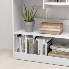 HOMCOM Bibliotecă etajeră Mobilier de Depozitare dim. 90L x 24l x 91H cm 4 Niveluri 3 Panouri din Spate Plăci din Particule Alb | Aosom Romania