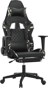 vidaXL Scaun de gaming masaj/suport picioare negru/Camuflaj piele eco