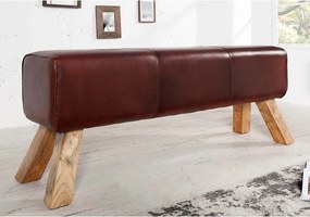 Bancheta din lemn si piele naturala BOCK 120cm