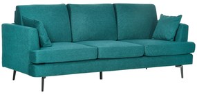 HOMCOM Canapea cu 3 locuri pentru living, canapea din material textil cu 2 perne, verde | AOSOM RO
