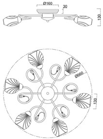 Lustră aplicată Brilagi MEGAPOLIS 6xE14/60W/230V auriu