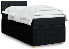 vidaXL Pat box spring cu saltea, negru, 80x200 cm, textil
