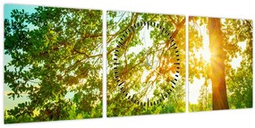 Tablou - Pădurea însorită (cu ceas) (90x30 cm)