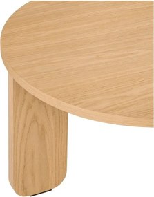 Măsuță de cafea în culoare naturală rotundă cu blat cu aspect de lemn de stejar ø 55 cm Kuvu – noo.ma