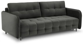 Canapea extensibila Scaleta cu 3 locuri, tapiterie din catifea si picioare din metal negru, gri inchis