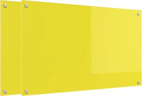 vidaXL Panou de bucătărie 2 pcs Galben 100 x 60 cm sticlă securizată