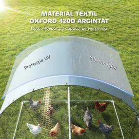 PawHut Țarc pentru Găini de Exterior, 2.8x3.4x1.9m, 9.5㎡ Țarc Metalic din Oțel Galvanizat cu Acoperiș Impermeabil Anti-UV și Încuietoare, Coteț pentru 10-16 Găini, Iepuri și Rațe | Aosom Romania
