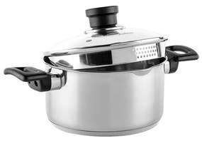 Cratiță Luigi Ferrero Sophia FR-3402, 18x10 cm, 2.3 l, Oțel 18/10, Capac din sticlă, Inducție, Inox