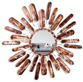 Oglindă de perete SUN d. 75 cm maro