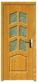 Usa Interior din MDF Novo Doors ND109, Cadru din Lemn Masiv, Geam Sablat, KIT COMPLET, Toc , Manere si balamale incluse (Culoare: Stejar Deschis,