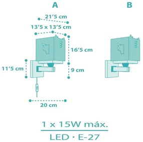 Aplică pentru copii LITTLE DRAGON 1xE27/15W/230V Dalber 64389