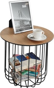 Set de două mese de cafea, stejar / negru, GROTO