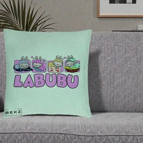 Perna Personalizata Labubu Sleeping Quad, 40x40 cm, Verde Menta, Husa Detasabila, Perna Inclusa, BEKZ®
