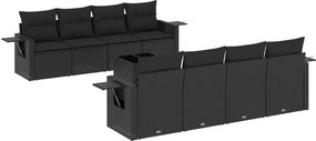 vidaXL Set mobilier de grădină cu perne, 9 piese, negru, poliratan