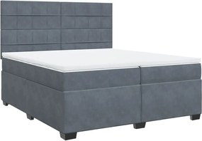 vidaXL Pat box spring cu saltea, gri închis, 200x200 cm, catifea