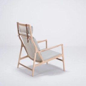 Fotoliu cu construcție din lemn de stejar Gazzda Dedo, albastru - gri