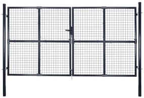 vidaXL Poartă din plasă de grădină, gri, 289x175 cm, oțel galvanizat