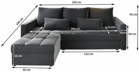 Canapea coltar extensibil ZENOVA 220 x 140 cm, reversibila – crem