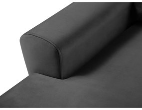 Colțar gri închis extensibil, cu spațiu de depozitare cu tapițerie din catifea (cu colț pe partea stângă, cu șezlong) Kyoto – Cosmopolitan Design