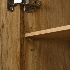 Set pentru garderobă cu 5 cârlige pentru haine, oglindă, dulap pentru pantofi și dulap încorporat, 98,5x38x191 cm, Culoare naturală