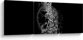 Tablou - Portret de leopard (cu ceas) (90x30 cm)