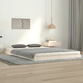823450 vidaXL Cadru de pat, alb, 120x200 cm, lemn masiv de pin
