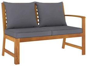 vidaXL Bancă de grădină, perne gri închis, 114,5 cm, lemn masiv acacia