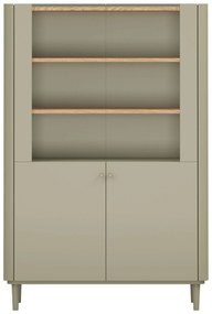 Vitrină cu picioare Elivo 100 cm cu două uși - eucalipt / stejar baltic dune