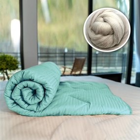 Pilotă matlasată lână Damasc 100% Natural – iarnă (Mint)