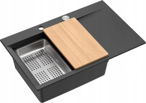 Statie de lucru incastrata Quadron Josh 111 finisaj negru pure carbon - inox 78x50 cm