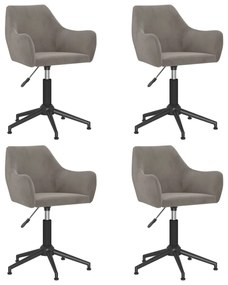 3092578 vidaXL Scaune de masă pivotante, 4 buc., gri deschis, catifea