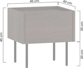 Noptieră Dunari cu sertar 45 cm - stejar dunin