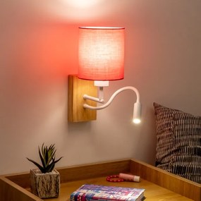 Lampă LED de perete Brilagi NUBILA WOOD 1xE27/25W/230V + LED/3W stejar/roz