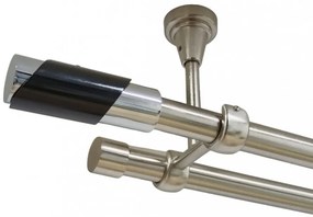 Galerie dubla paris fara inele prindere tavan 19/19 mm inox (Alege marime: 200 cm)