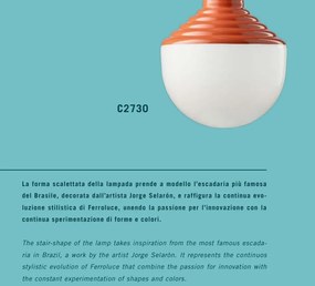 Lustra design retro realizata manual din ceramica si sticla Selaron