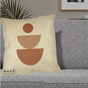 Perna Decorativa Geometric Boho Semicerc Stivuit, 40x40 cm, Crem, Husa Detasabila, Perna Inclusa, BEKZ®