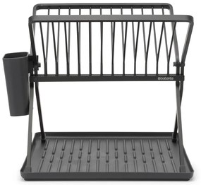 Scurgător de vase gri închis cu două nivele din metal 37x33 cm – Brabantia