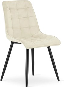 Scaun de masa SPLIT VELVET cu picioare negre, bej deschis