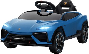 AIYAPLAY Mașină electrică pentru copii 12V, cu telecomandă 2,4 GHz, 2 motoare, claxon, LED, muzică, 101,5 x 49 x 43 cm, Albastru | Aosom Romania