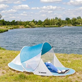 Cort de plaja SUNSHADE 120x190 cm, albastru-alb