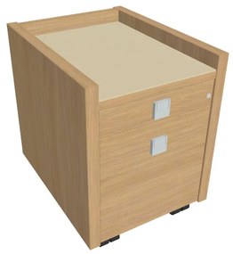 Comodă mobilă Verno 47 x 60 cm cu sticlă, 2 sertare, stejar deschis / vanilie